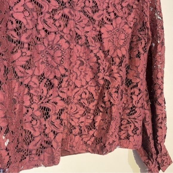 Allison Joy Lace Top Wine Burgundy AVIVA  Long Sleeve Sienna s shirt blouse NWOT - Picture 7 of 14